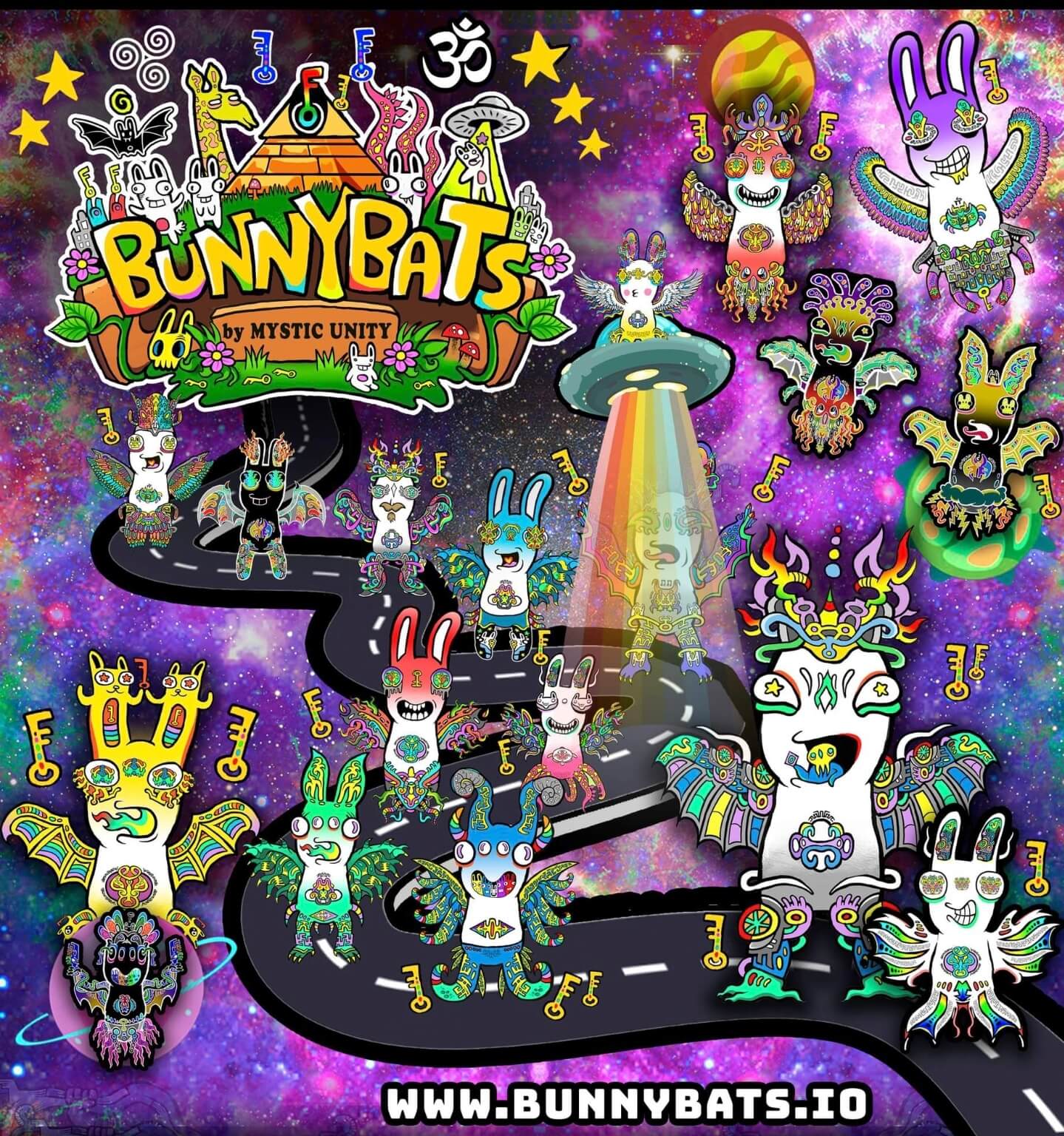 The cosmic geography — bunnybats traveling across realms